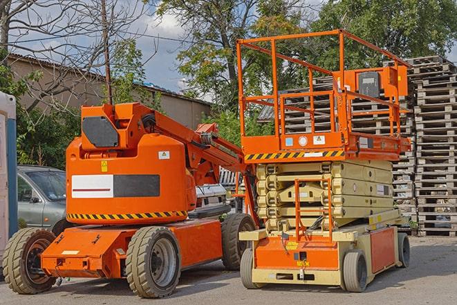 warehouse worker operating a heavy-duty forklift in Boca Raton